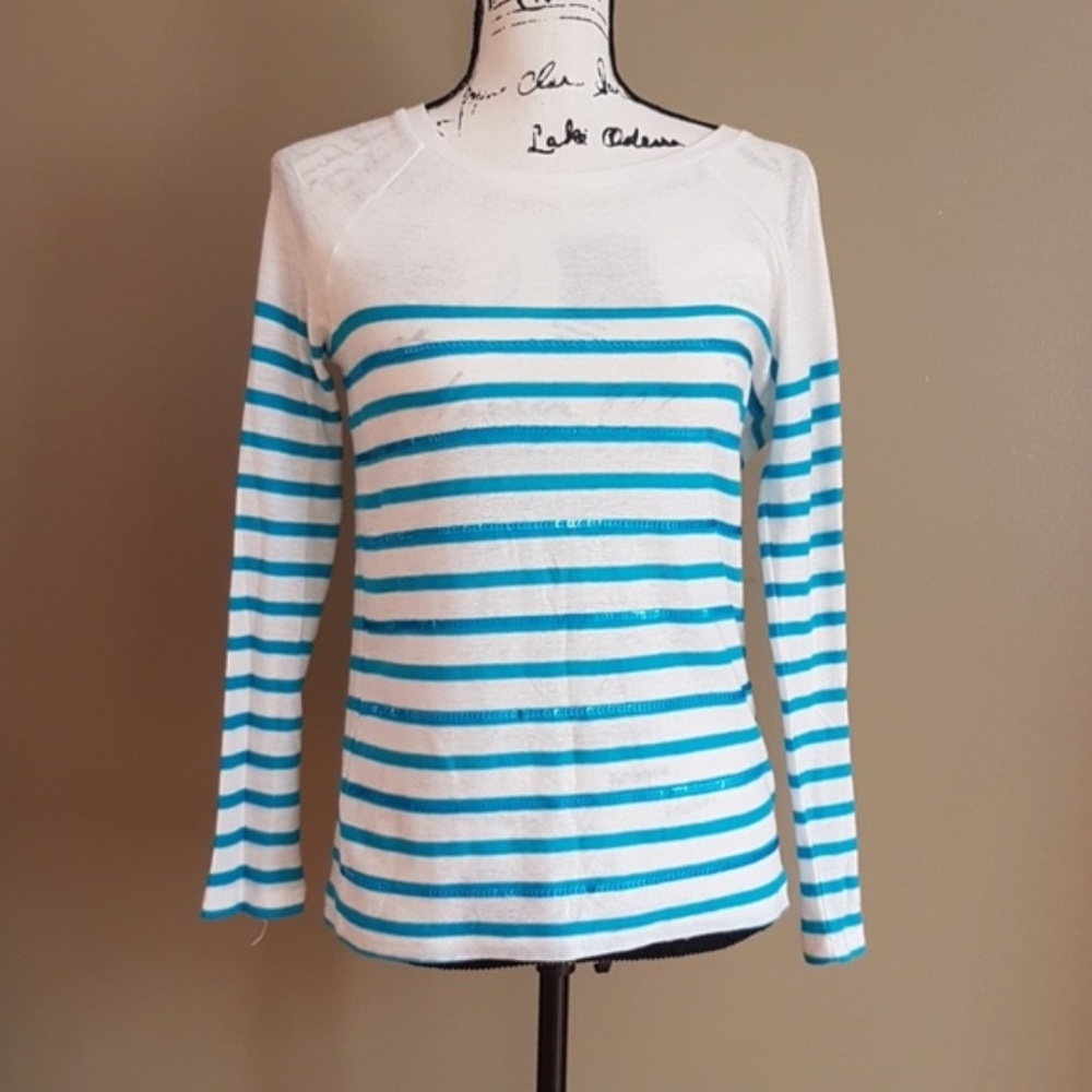O'STIN Women's Striped White Blue Sweater size XS